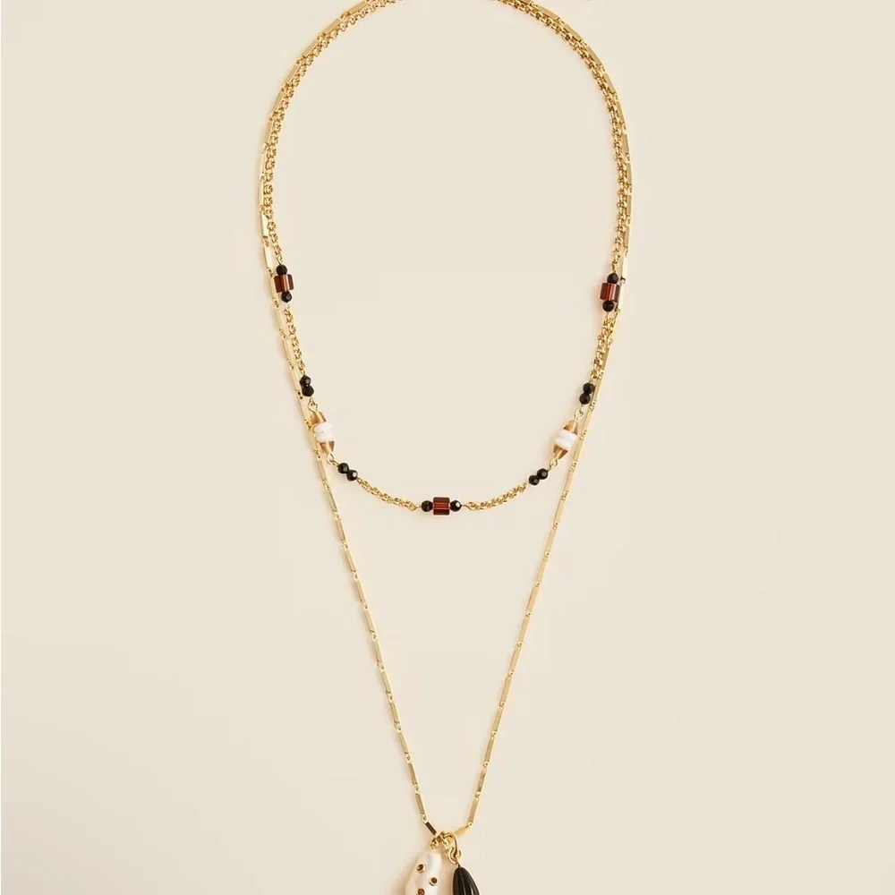 J. Crew Gold and Black Layered Necklace